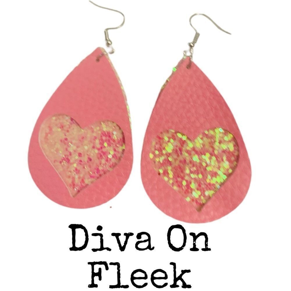 Glitter Heart Earrings 